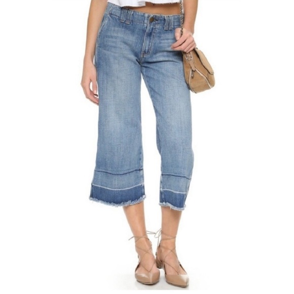 Anthropologie Current/Elliot wide leg crop raw hem jean size 29 - Picture 1 of 6